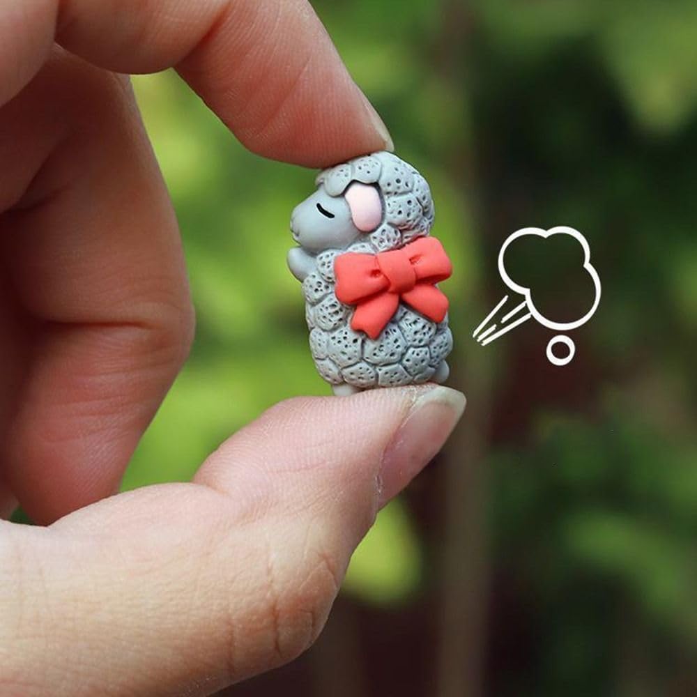 Set of 6, Car Decoration, Interior Decoration, Figurine, Cars, Cute, Animals, Accessories, Mini Size, Double-Sided Tape Included (Sleeping Side)