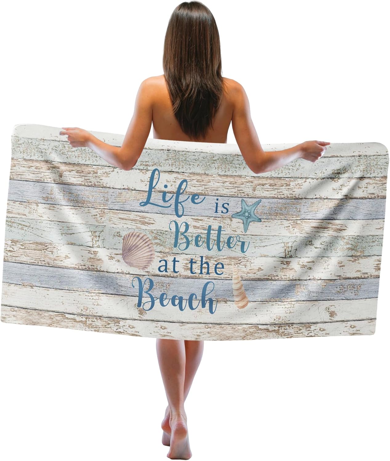 

Pink Coastal Seashell Beach Towel, Preppy Seashell Sand Beach Towels Gifts for Women Girls,Pink Coastal Sea Shell Quick Dry Bath W30*H60(CM)