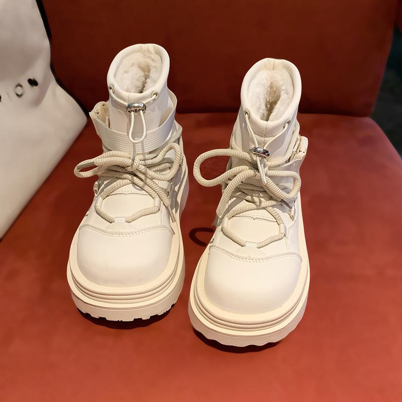 Women's Large Size Soft Sole Winter Warm Fur One Snow Boots Padded Lined Ankle Boots Anti-slip Hiking Casual Sports Cotton Boots