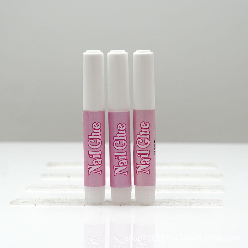 Taiwan Pink Nail Art Adhesive - 2g Wearable Glue for False Nails In Small Round Bottle