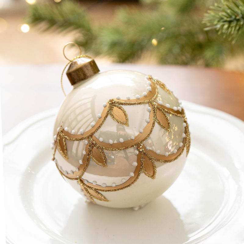 1PC 8cm Christmas Glass Ball Christmas Tree Decoration Ball Pendant Retro Christmas Tree Decoration Pendant Christmas Tree Embellishment
