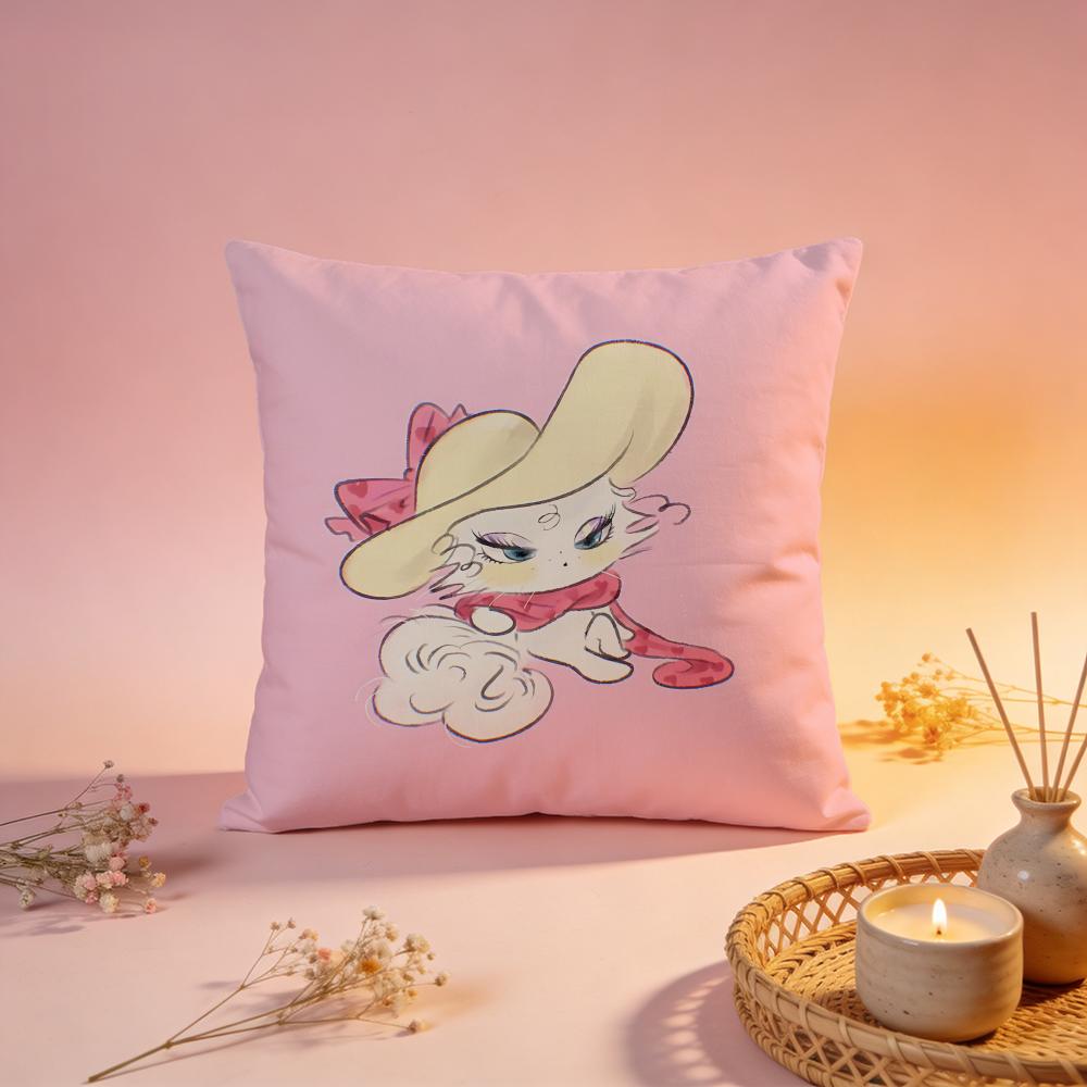 Süße Rosa Kätzchen Druck Kissenbezug Bequem Langlebig Kissenhülle Mehrzweck für Zuhause Büro Auto Sofa