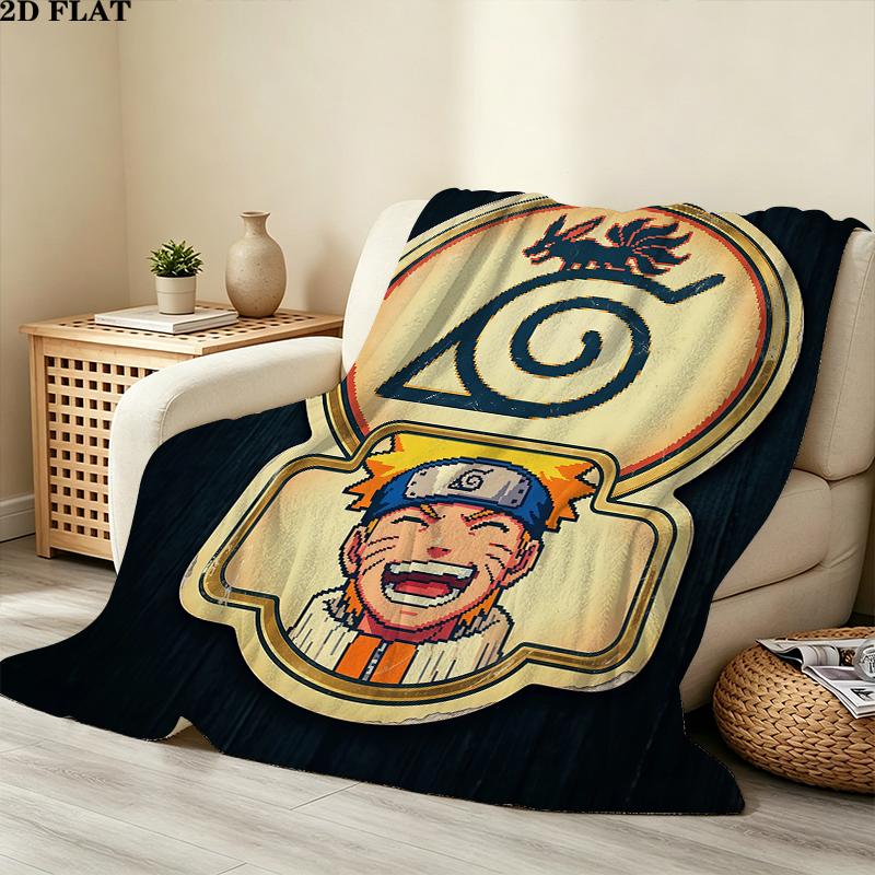 Uzumaki Naruto Printed Flannel Blanket, soft throw for bedroom sofa, washable, Christmas present, great gift.