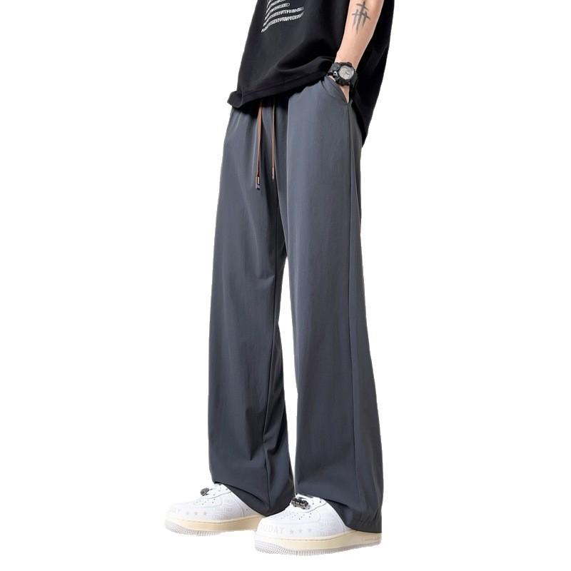 Thin Casual Pants for Men, Straight and Drawstring, Laid-back and Stylish, Cool and Trendy New Style, Popular Hong Kong Style