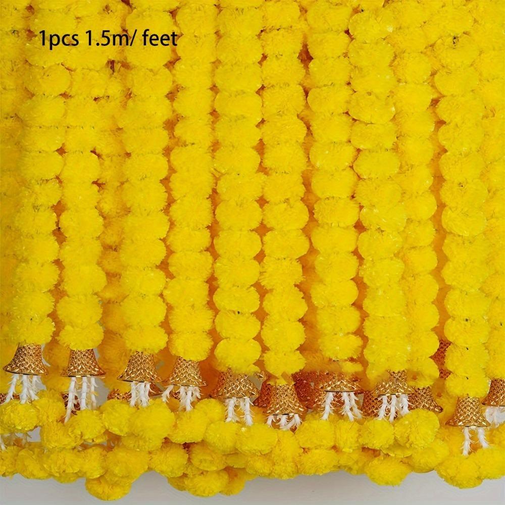 Pooja Diwali Fiesta Marigold Garland 1.5m Artificial Flower Garland  for Halloween Day of The Dead