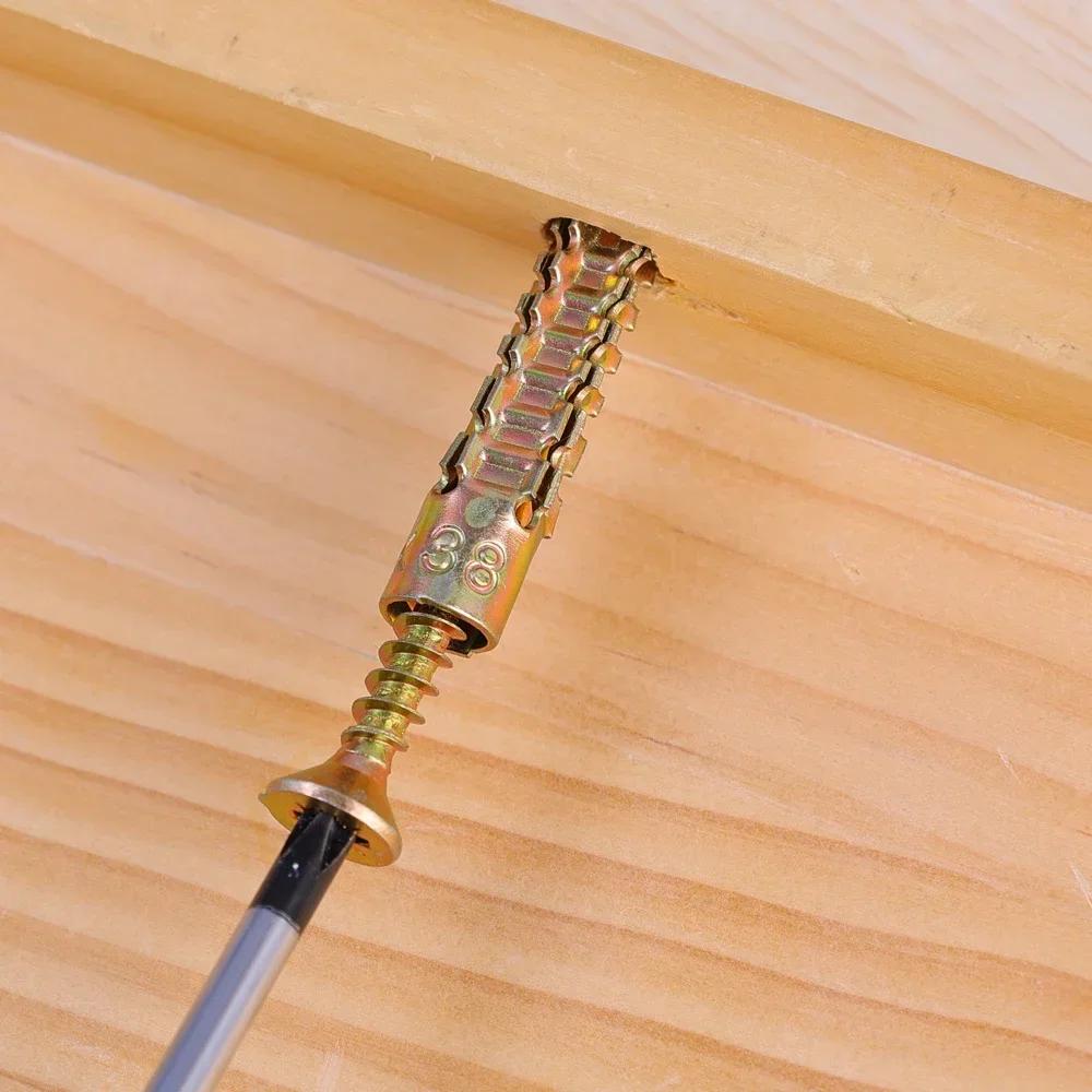 50/10Sets Metal Expansion Tube Pipe Serrated Thorny Self Tapping Screws Drilling Plug for Concrete Wall Bolt Anchors Fasteners