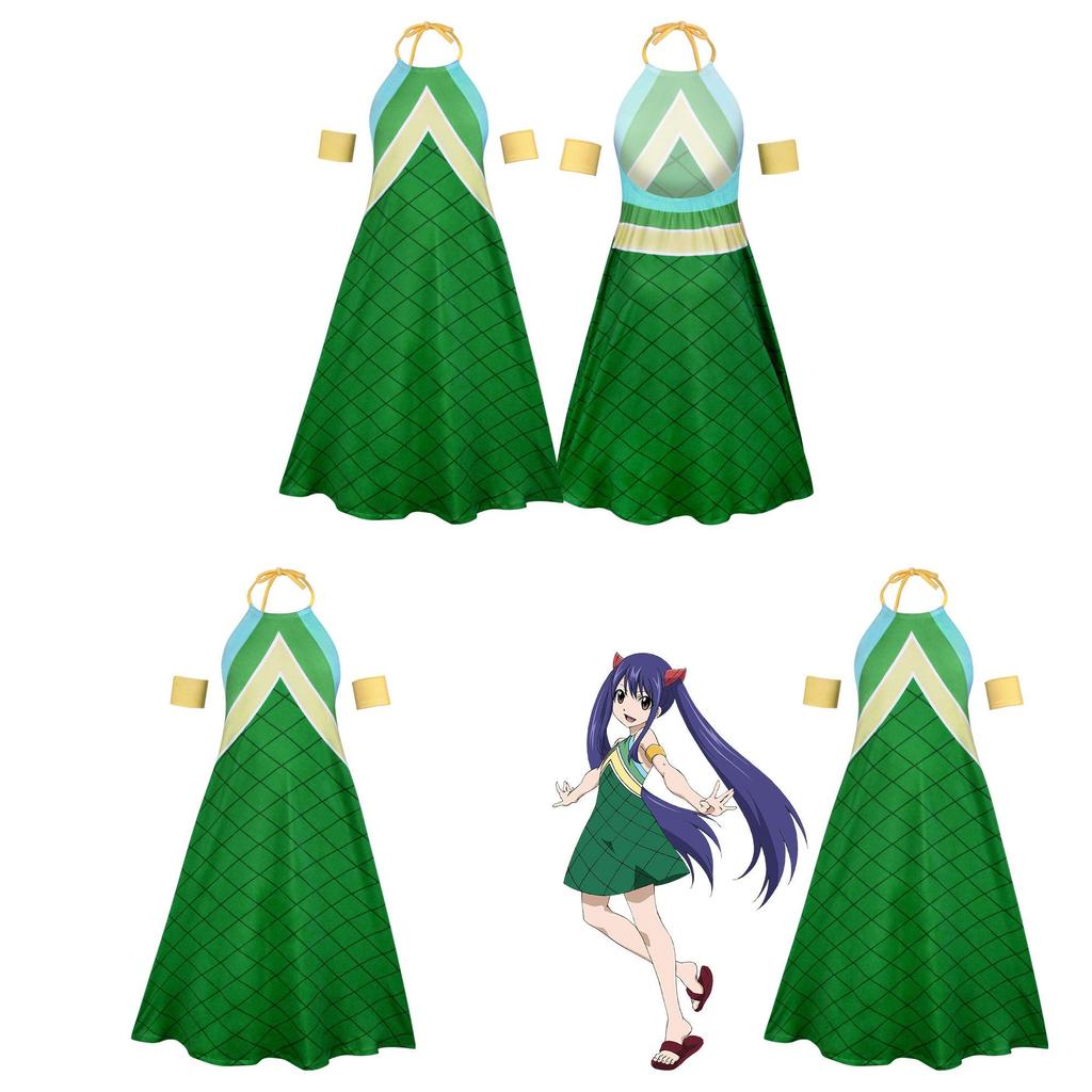 Fairy Tail Wendy Marvell Cosplay Costume For Anime Role Play With Spandex Material For Women