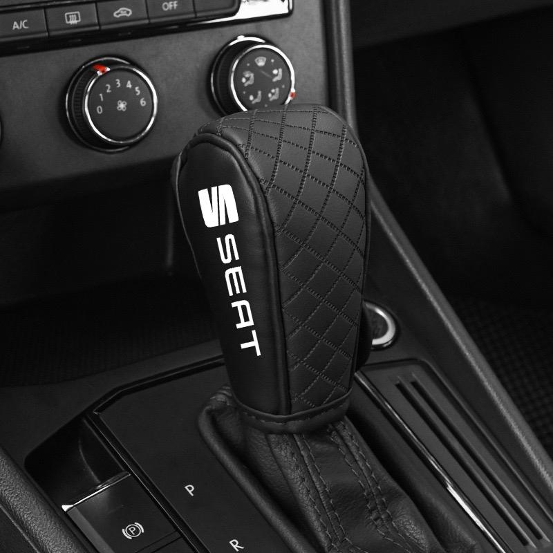 rldf3 New Leather Car Gear Shift Knob Covers Non-Slip Handle Cover For Seat Leon 5F Mk3 Ibiza Tarraco Arona Ateca Alhambra Accessories