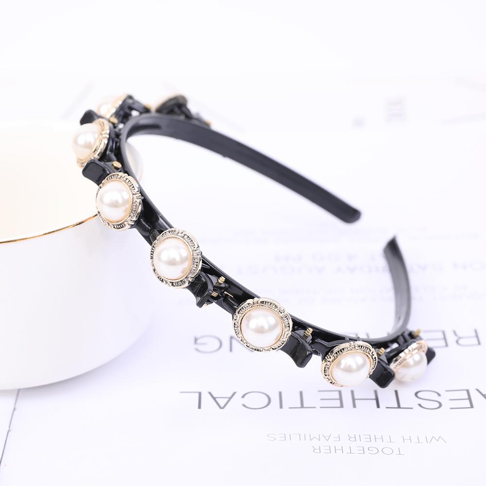 Double Layer Bands Clip Hairbands Fashion Plastic Braided Headband Punk New Knitting Womens Headwear Hair Accessories Pearl