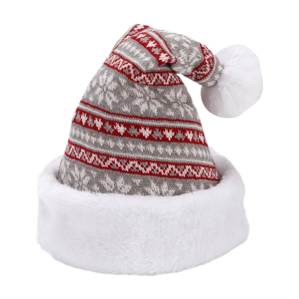 Christmas Hat Plush Xmas Cap Christmas Party Decorations Unisex Knitted Hat
