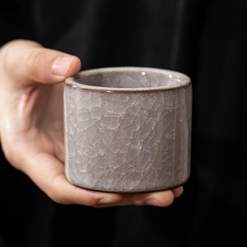 Ceramic Ice Flower Glaze Tea Cup Set: Water-Resistant, Large Thumb Ring, Four Seasons Gift Box.