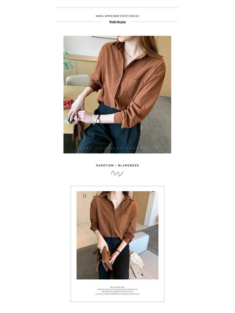 Women's Trendy Corduroy Shirt: New Spring & Autumn Loose Slimming Casual Jacket 2025.
