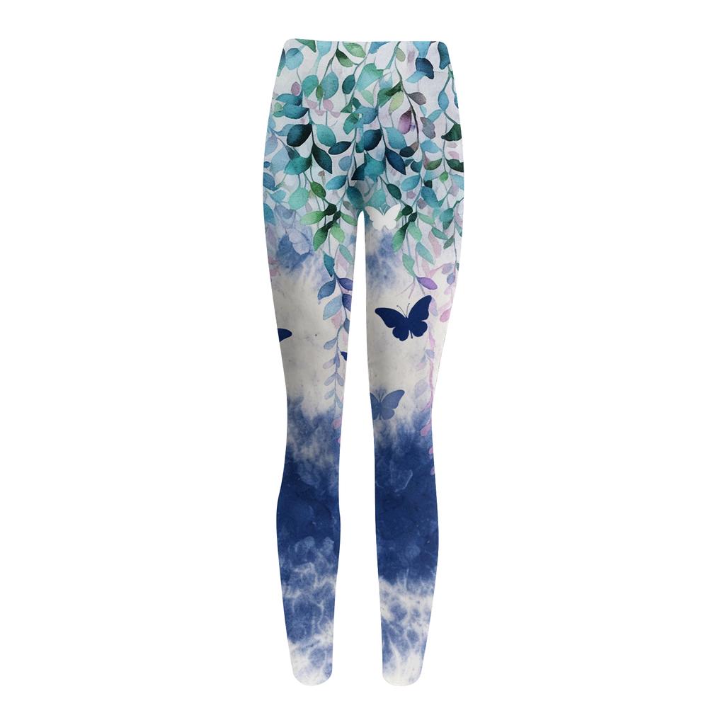 Pantaloni Casual Stampati a Gamba Dritta Moda Donna Pantaloni Yoga Stampati Slim per Esterno