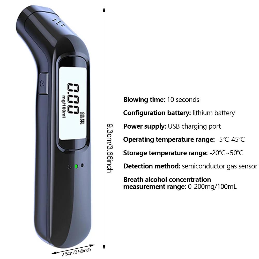 Alcohol Tester High Precision Breathalyzer Alcometer USB Rechargeable Non-contact LCD Display Digital Portable Alcohol Detector