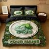 Custom Name,Bulbasaur Pattern Bedding Home Decoration Birthday Gift ( 1 duvet cover + 2 pillowcase, without core),fan merchandise.
