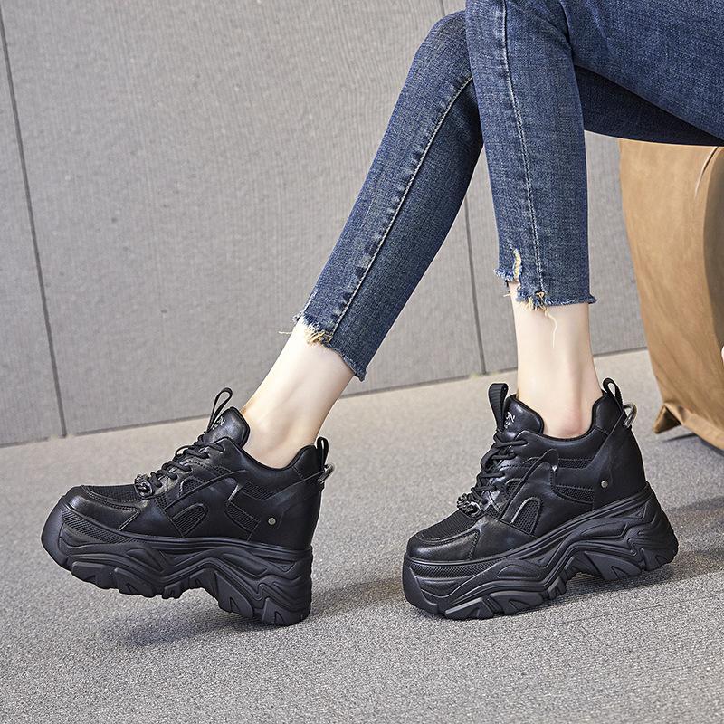 Inner Height Increase Autumn and Winter New Breathable Dad Shoes Platform Mesh Small Sports and Leisure Shoes A