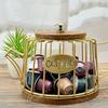 Coffee Capsules Organizer with Lid Large Capacity Espresso Pods Storage Basket Wooden Base Kitchen Countertop Cup