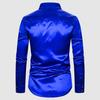 Men Shirt Club Dance Shirt Shiny Sequin Lapel Single-breasted Slim Fit Colorful Stripe Glossy Long Sleeve Performance Men Top