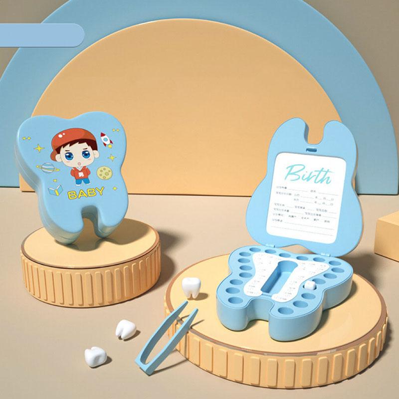 Children's Plastic Cartoon Baby Tooth Storage Commemorative Box for Tooth Loss Collection and Preservation