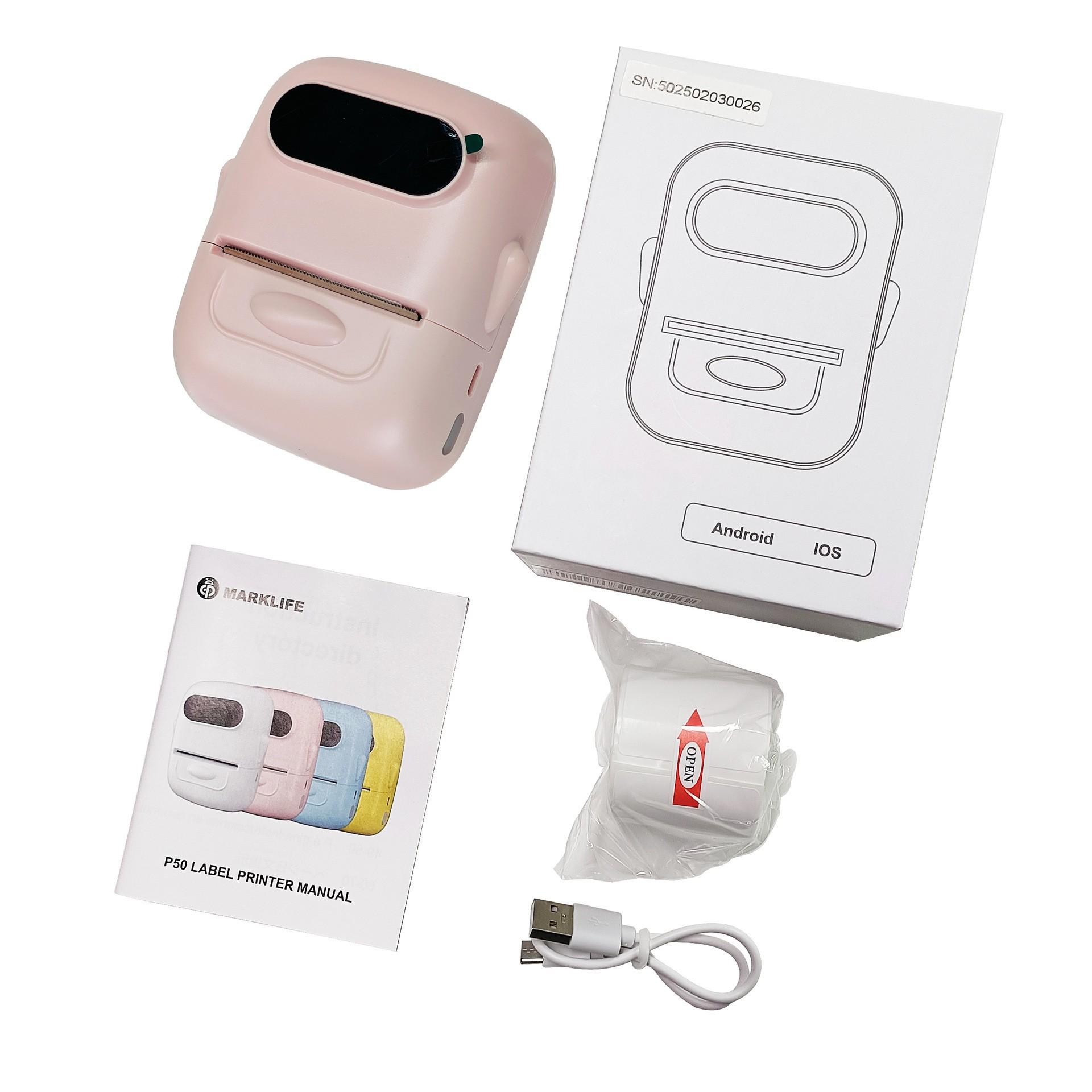 Bluetooth Mini Thermal Barcode Label Printer розовый