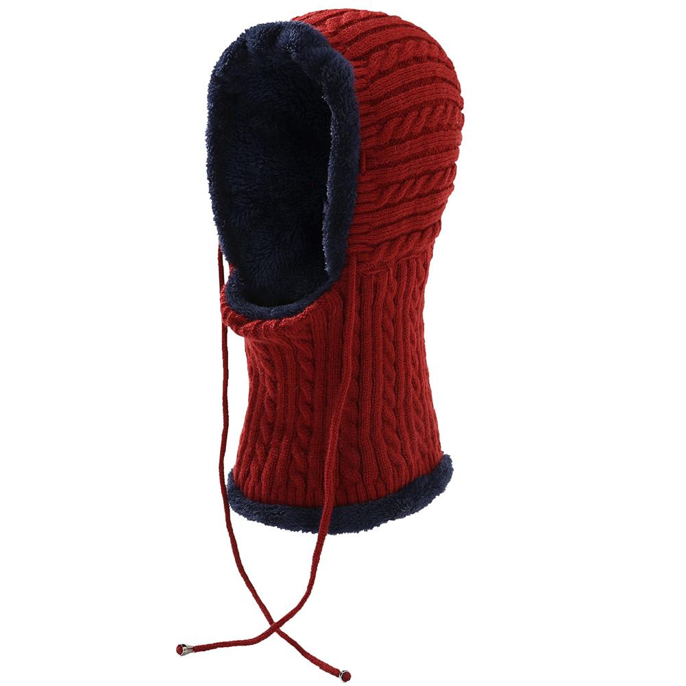 Women Men Thickening Knitted Warm Fleece Lining Scarf Conjoined Cap for Autumn Winter