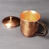 Handcrafted Pure Copper Beer Coffee Mug With lid Retro Hammer Weave Handle Thickened Hammer 350 ml Breakfast Cup Drinkware