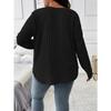 GMXIA Autumn and Winter Solid-color Pluse-size Women's Top, V-neck Long-sleeved, Fringed Brushed T-shirt, Loose Pullover