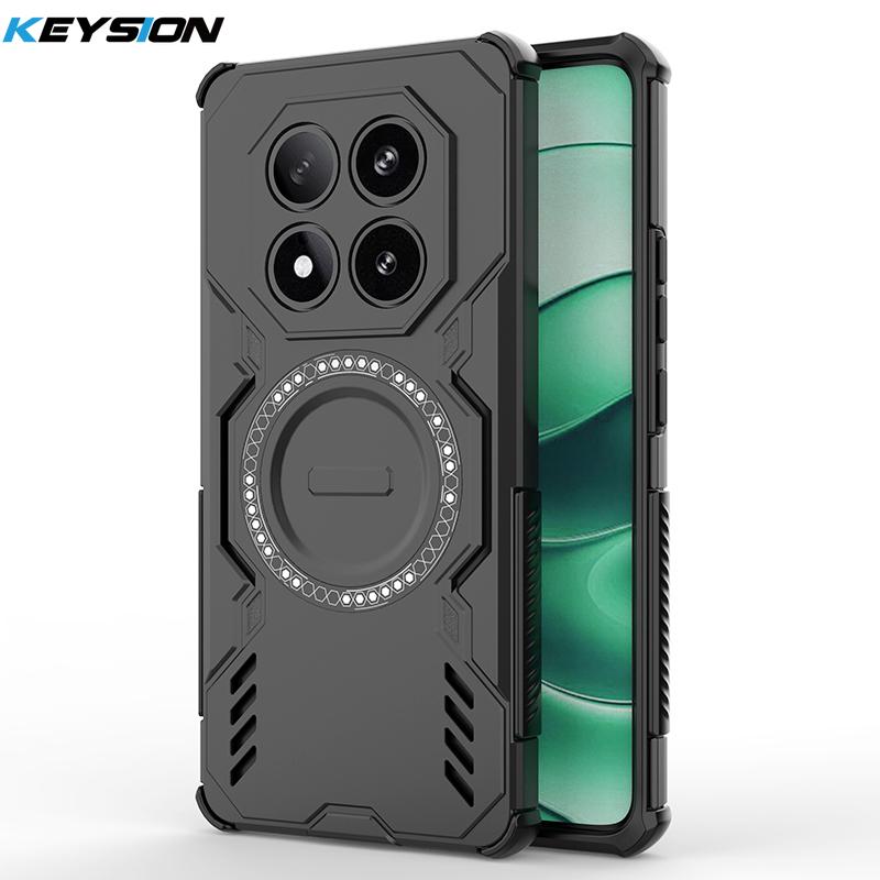 

KEYSION Hollow Heat Dissipation Case for Redmi Note 14 Pro 4G 5G 14 Pro+ 5G Magnetic Cooling Shockproof Phone Cover for POCO X7 for Redmi Note 14 Pro чёрный