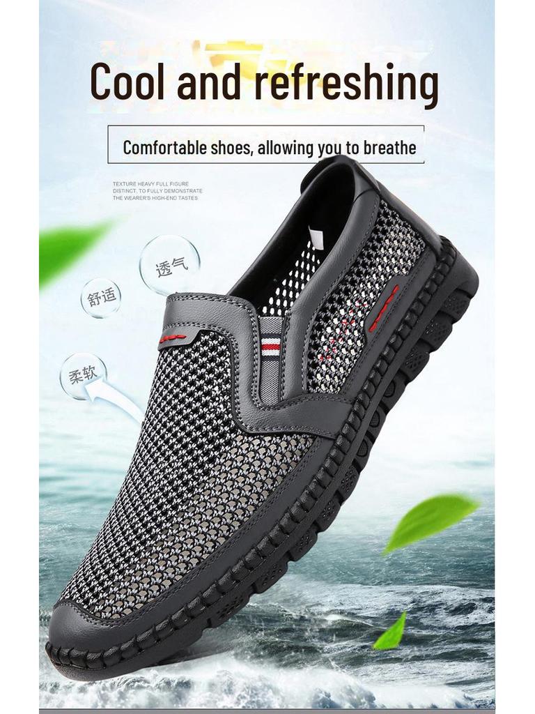 Ademende zomerschoenen voor heren met mesh - comfortabele sandalen met zachte zool voor vaders van middelbare leeftijd