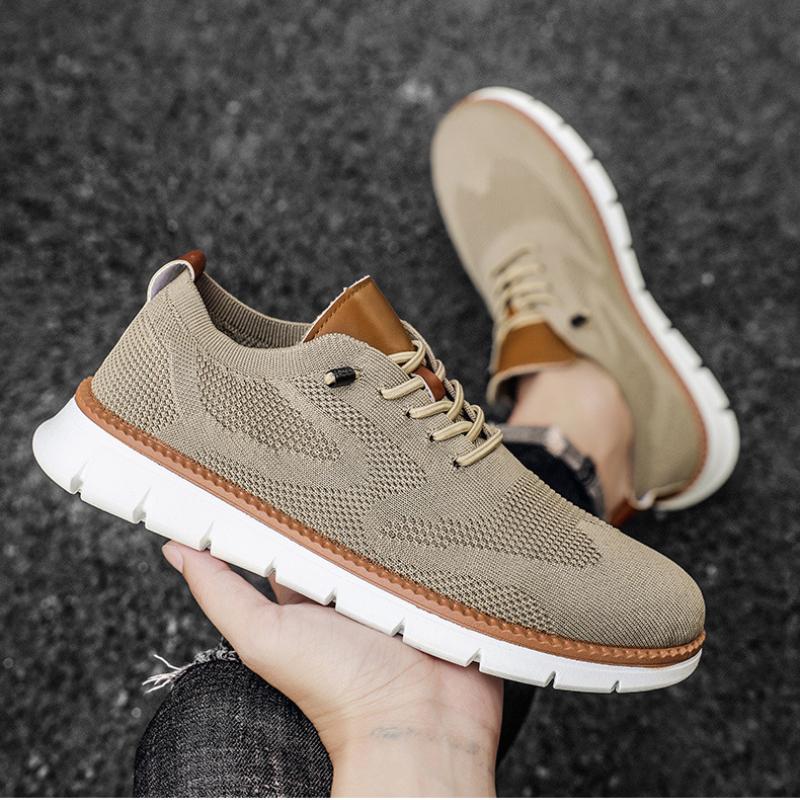 Herrenschuhe im britischen Stil Sommer Atmungsaktive Sportschuhe Fly Woven Mesh Schuhe Übergröße Laufschuhe 39-48