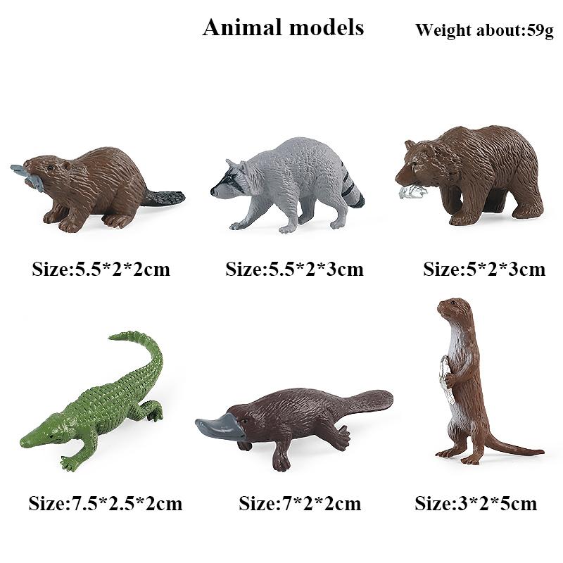Oenux 18pcs Wild Animal Model Forest Lizard Elephant Deer Action Figure Figurines Cute Miniature Cake Toppers Educationl Kid Toy