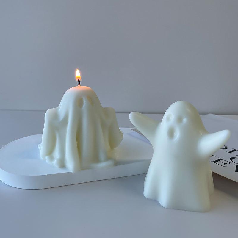 Diy Ghost Candle Silicone Mold Aromatherapy Candle Plaster Handmade Soap Mould Epoxy Craft Casting Tools For Halloween Decoratio