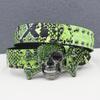 Y2K Rhinestone Skull & Snake Punk Belt - Unisex Leather with Rivet Decoration