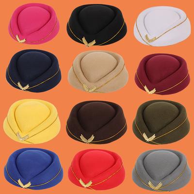 Wool Beret Stewardess Hat Cosplay Professional Hat Waitress Uniform Hat