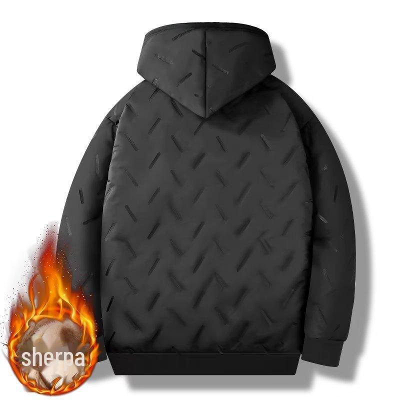 Men's Winter Lambskin Hooded Cotton-Padded Jacket - Plush, Thick, Plus Size