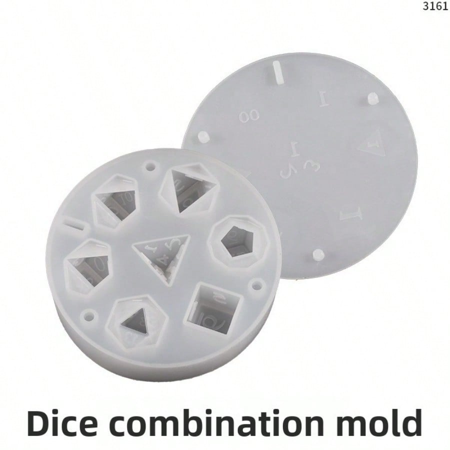 Moule pour dés polyèdres en résine époxy 7 trous porte-clés DIY dés de jeu de société moule en silicone 1pc