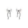 Delicate Bow Tassel Earrings, Diamond-Set Creative Design, High-End Sweet Earrings For Women