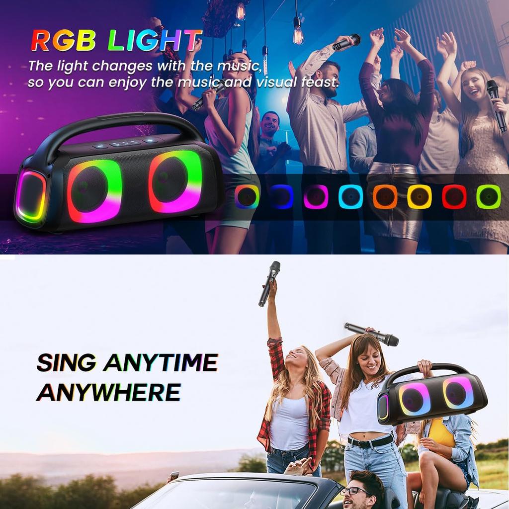 Set Microfon și Boxă Wireless JYX, Boxă cu Microfon Wireless, Compatibil TWS, Putere de Ieșire 20W, Redare 24 de Ore, Volum Ridicat și Profund