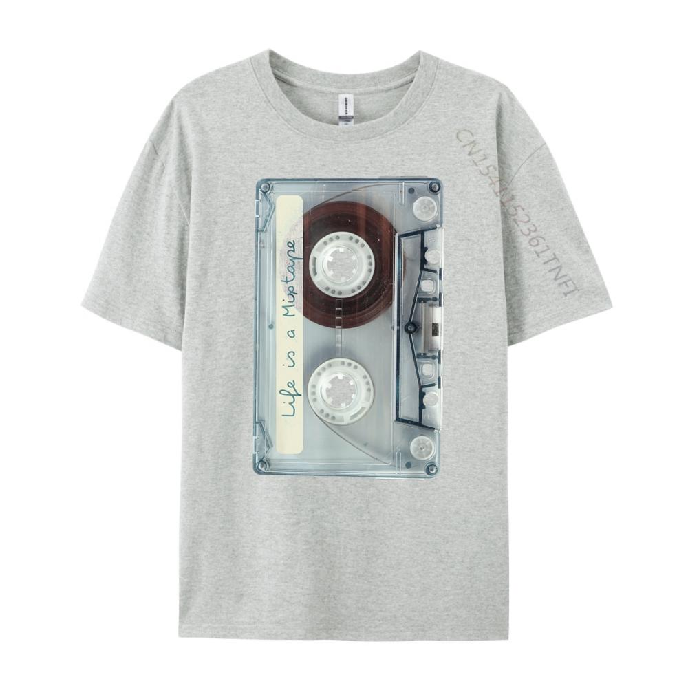 Life Is A Mixtape Old School Tape Cassette Printed T-Shirt Male T-Shirt Graphic Cotton Short Sleeve
