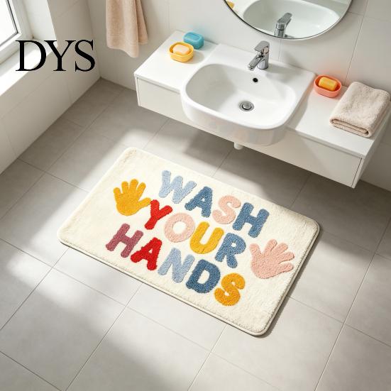 Decorative Bedroom Floor Mat Modern Bath Mat, Absorbent Non-Slip Bathroom Rug, Fun English Letters, Water Foot Pad Machine Washable Cozy Rug