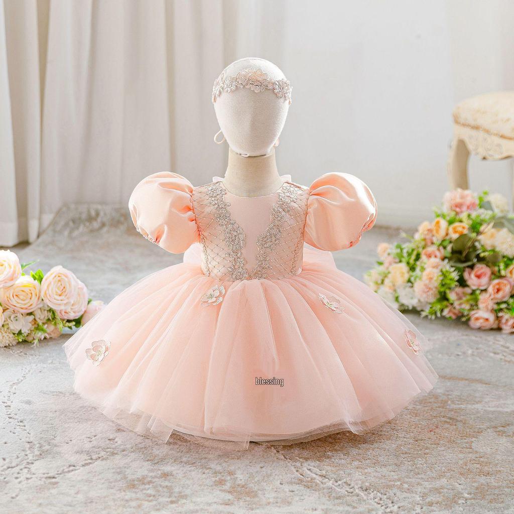 2026 New Style Baby Girl 1st Birthday Princess Dress - Puffy Skirt for Piano Performance