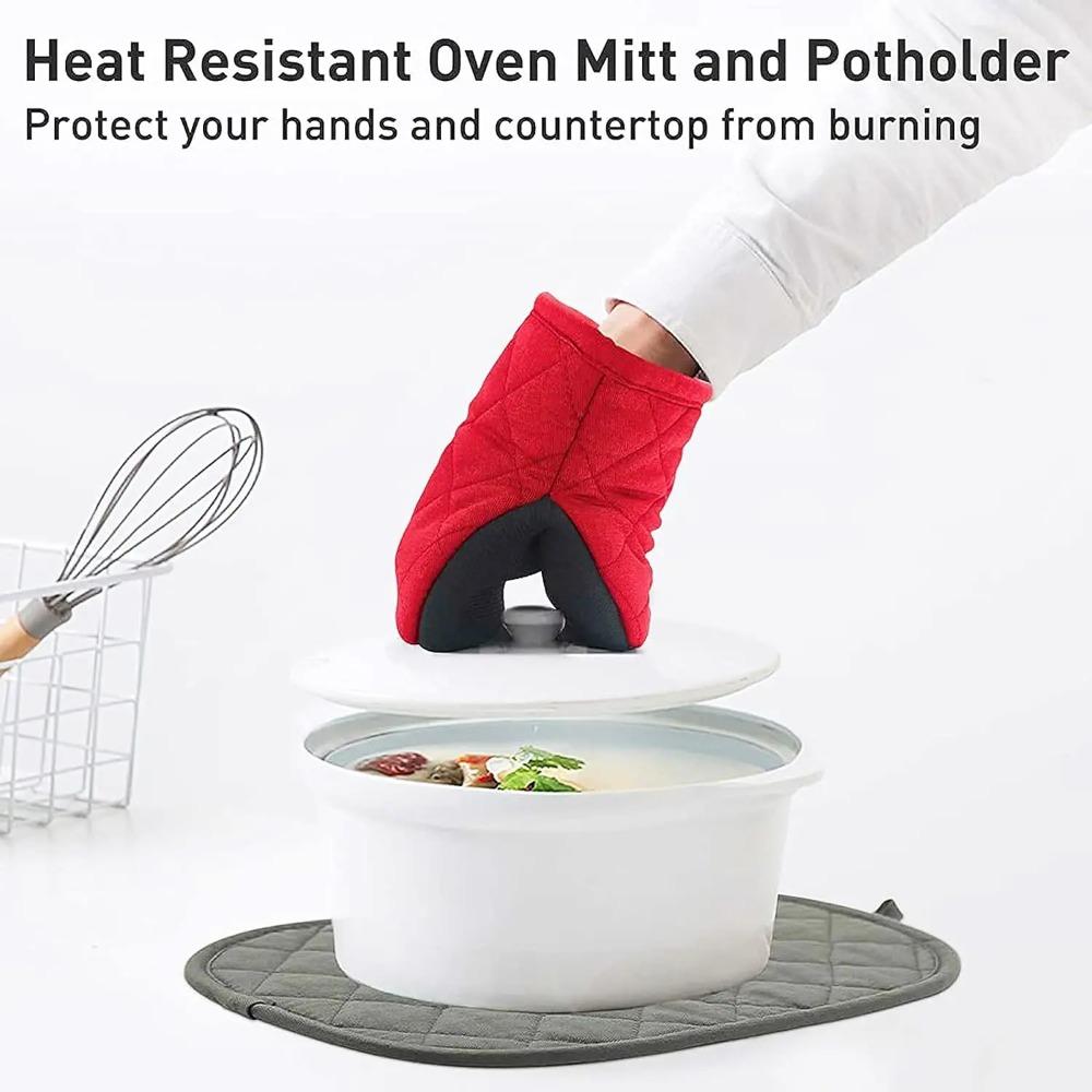 Guanti da forno antiscottatura resistenti al calore antiscivolo per forno microonde, spessi per barbecue, cottura al forno, accessori da cucina