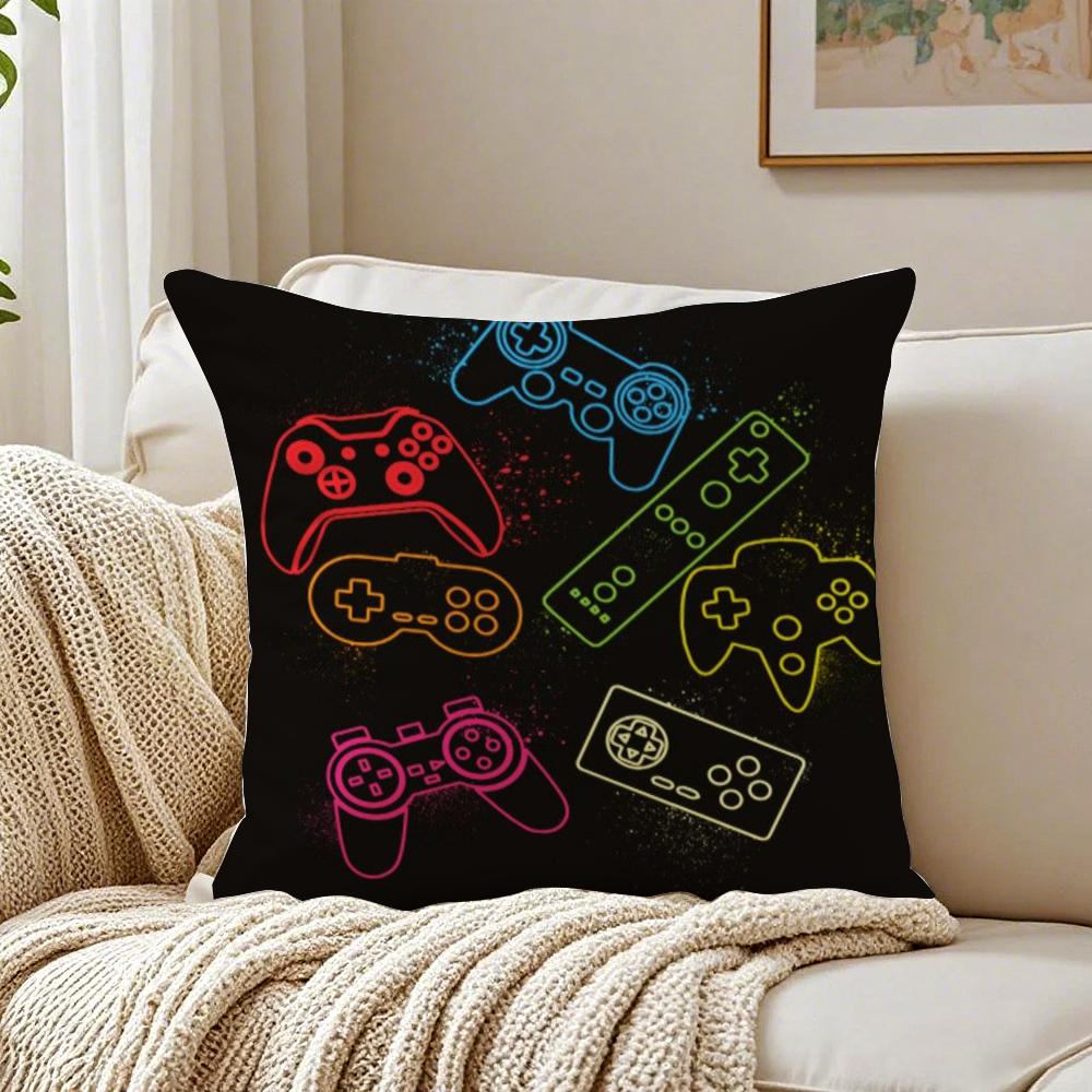 Fashion Colorful Graffiti Game G-Gamepad Cushion Cover Linen Pillowcase Soft For Sofa Bed Home Room Decor