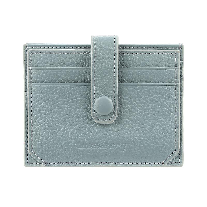 Baellerry Men and Women Multifunctional Short Purse Genuine Leather Wallet Ultra Thin Card Holder Unisex Billfold Snap Button Driver's License Bag