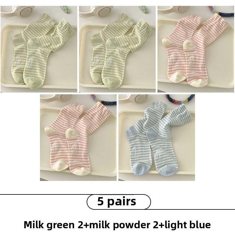 5 Pairs of Female Spring and Summer Personality Letter Dispensing In The Tube Stripe Pile Socks