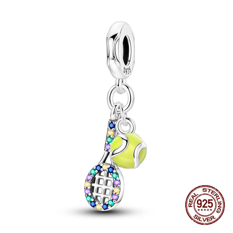 New Copper Basketball Football Yoga Sports Series Charms Beads Fit Pandach Original Bracelets Diy Jewelry Birthday Gift