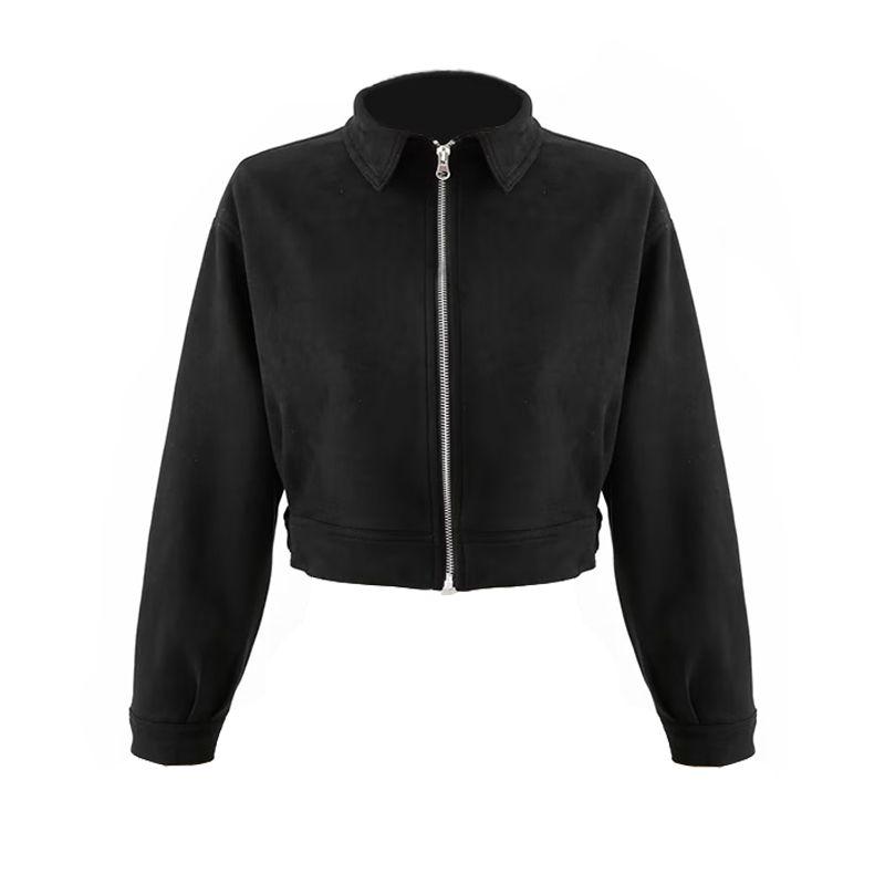 

Европейская и американская ретро куртка с лацканами, короткая, повседневная, одежда Maillard, весна и осень, универсальный маленький топ, крутая верхняя одежда Black L