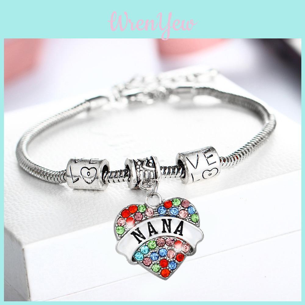 Elegant Family Members Inlaid Colorful Rhinestone Love Heart Bracelet Gift For Every Occasion