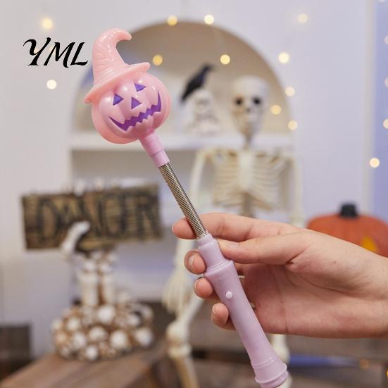 Funny Wizard Hat Pumpkin Lamp Halloween Lighted Sticks, Glowing Lantern, Handheld Shaking Light Lantern Decor with Witch Hat, LED Spooky Party