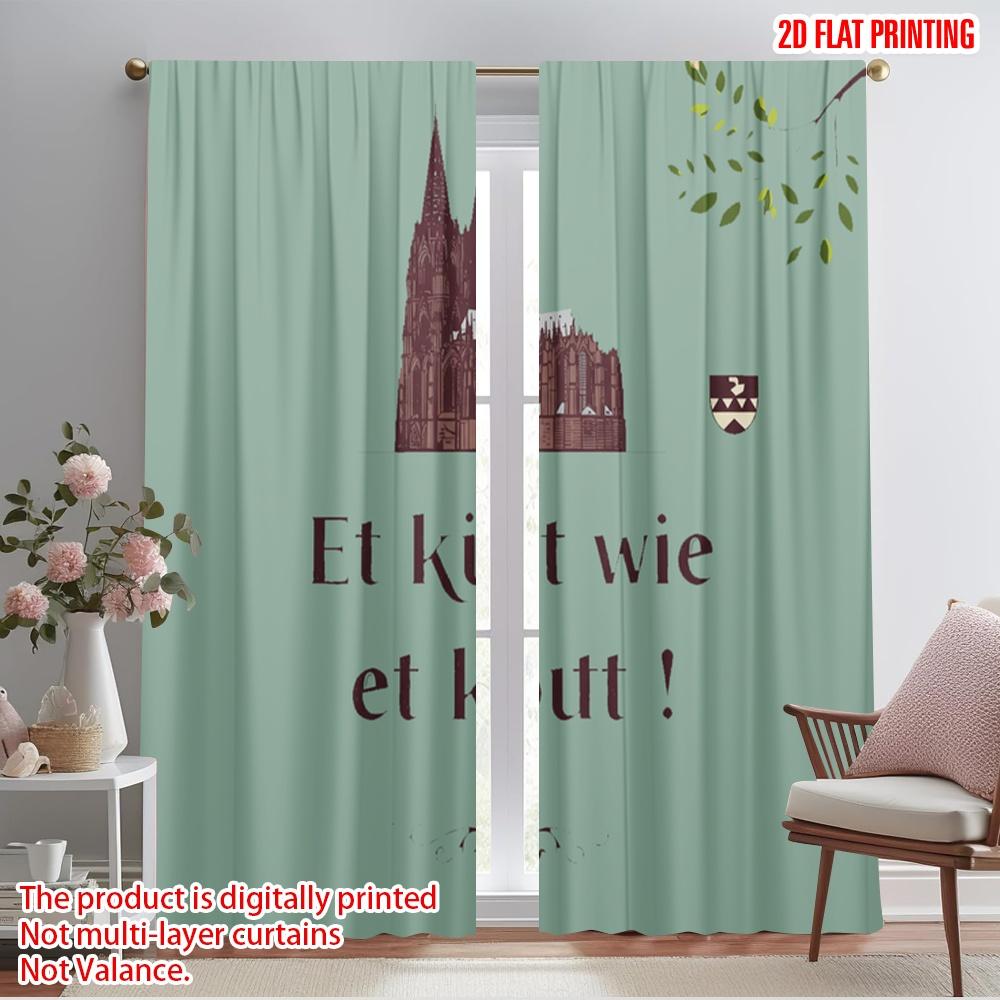 

2pcs 2D flat printing Curtains It comes as it comes 100% Polyester Fabric Without Electricity 0 for Indoor Celebrations Room 52.50×116.00 CM 2pcs